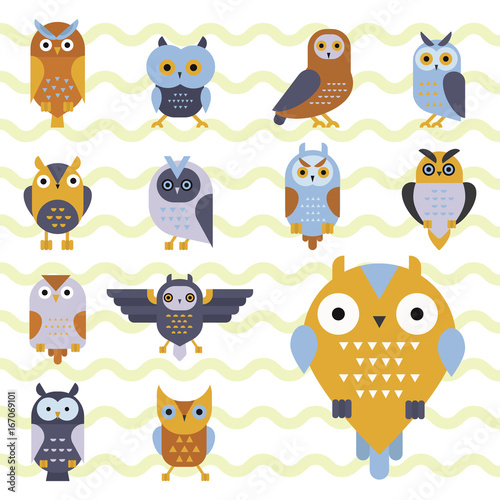 Cartoon owl bird cute character symbol sleep sweet owlet vector illustration.