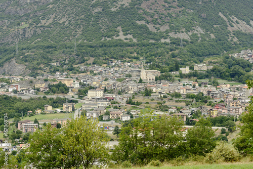 Tableau sur toile Chatillon village aerial. Italy