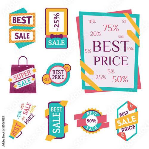 Super sale extra bonus banners text in color drawn label business shopping internet promotion vector illustration