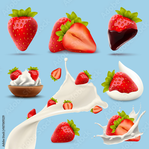 Set of delicious strawberry illustration for design uses