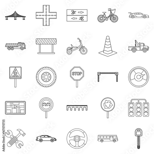 Bitumen icons set, outline style