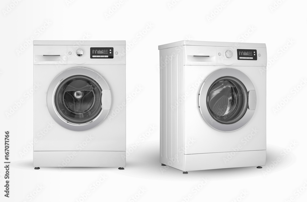 washing machine two positions on a white background