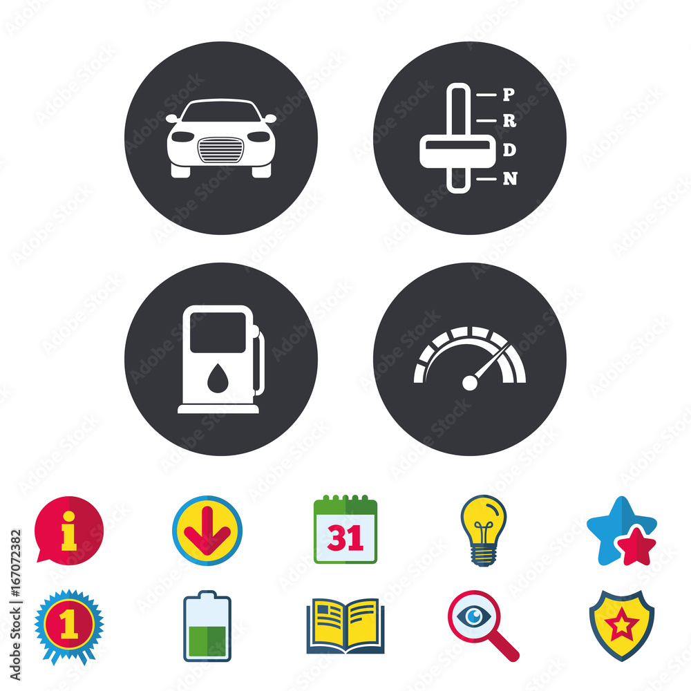 Transport icons. Tachometer and petrol station. Transport icons. Tachometer and petrol station.
