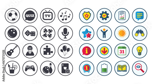 Set of Games, Entertainment and Services icons.
