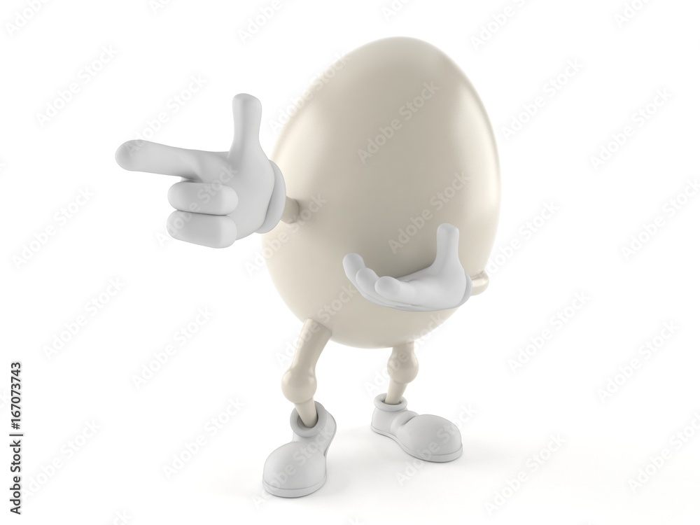 Egg character pointing