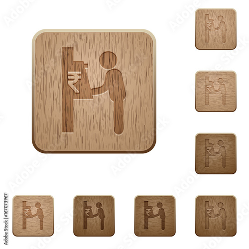Rupee cash machine wooden buttons