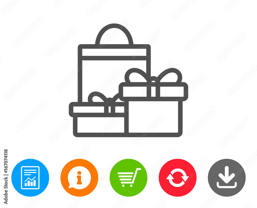 Gift boxes line icon. Present sign. Gift boxes line icon. Present sign.