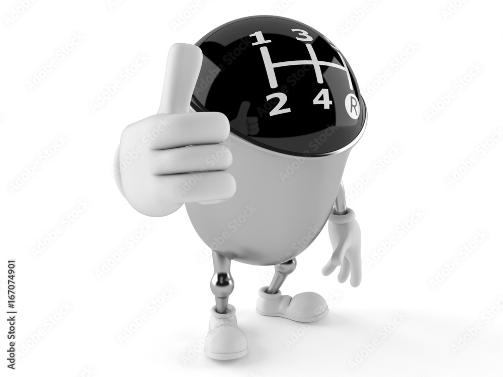 Fototapeta premium Gear knob character with thumbs up