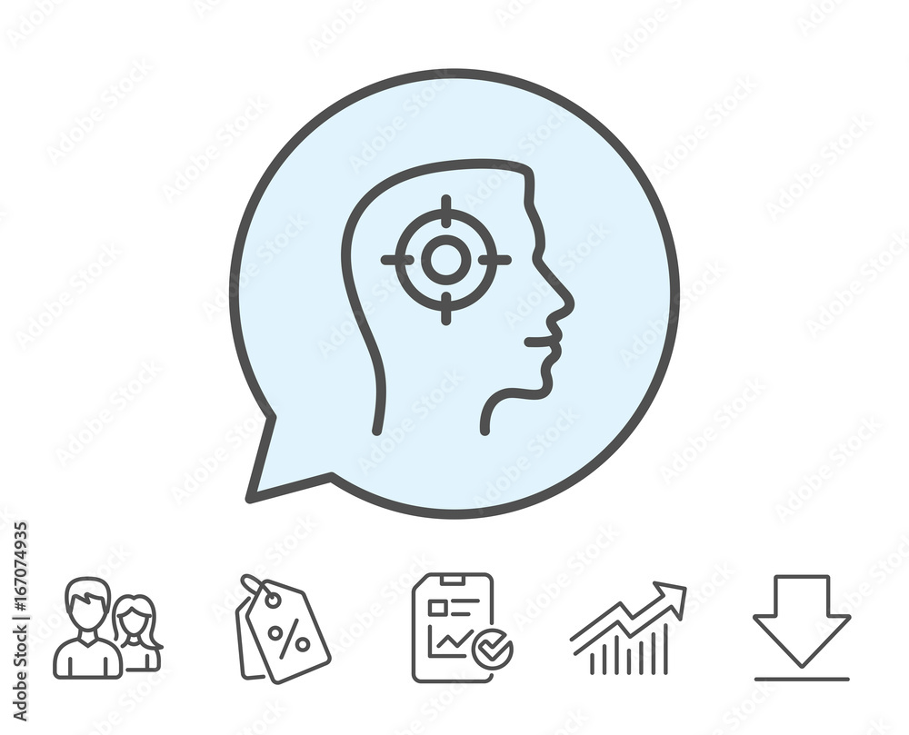 Head hunting line icon. Business target sign. Head hunting line icon. Business target sign.