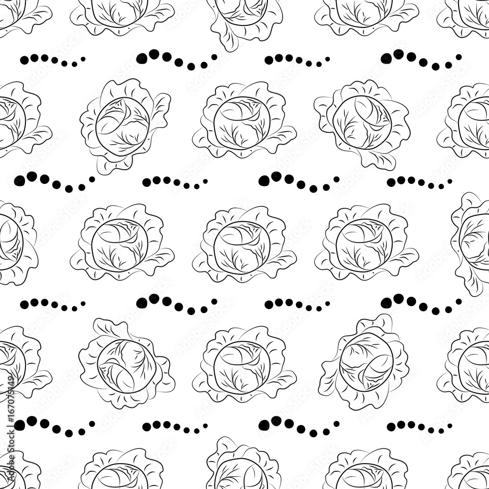 Cabbage pattern coloring. Black outline Cabbage pattern coloring. Black outline