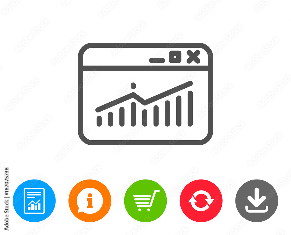 Website Traffic line icon. Report chart sign. Website Traffic line icon. Report chart sign.