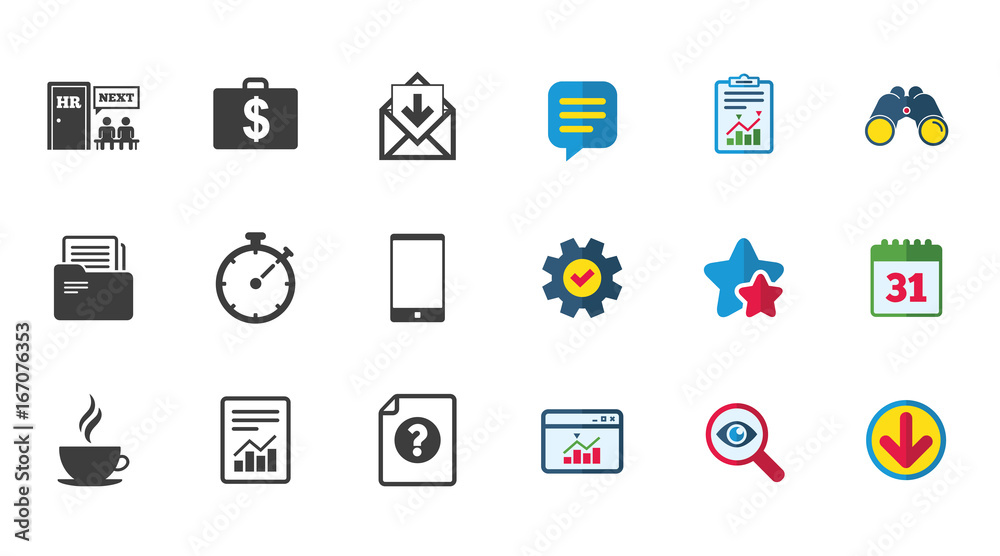 Office, documents and business icons.