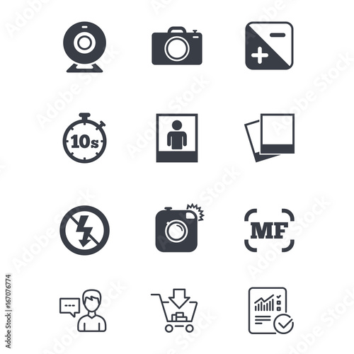 Photo, video icons. Camera, photos and frame.