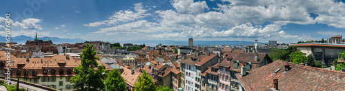 Large panoramic aerial view of Lausanne city, Switzerland