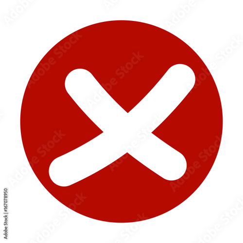 Check cross mark in red circle. Vector illustration.