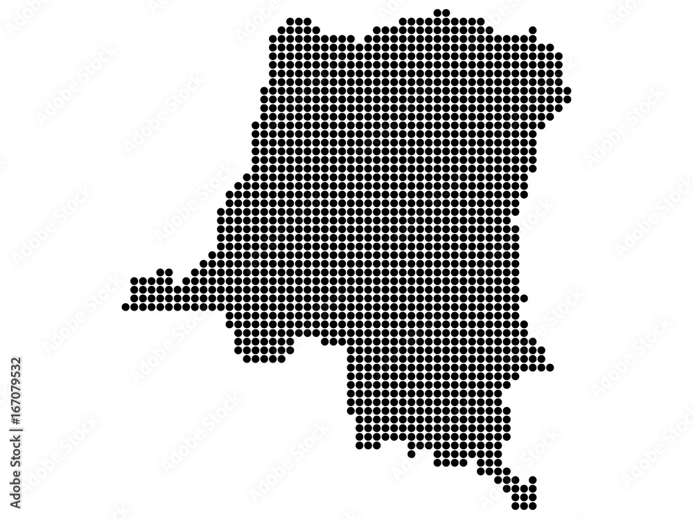Abstract map of Democratic Republic of the Congo made of dots. Vector illustration.