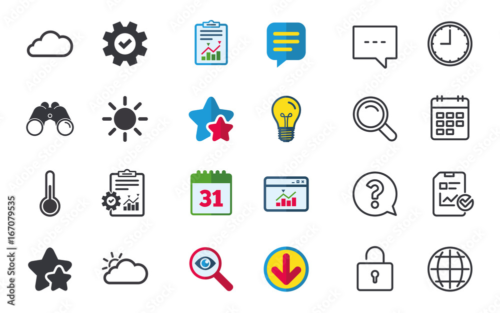 Fototapeta premium Weather icons. Cloud and sun. Temperature symbol.
