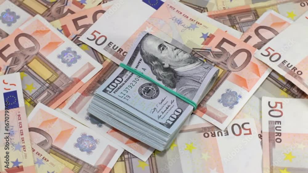 Rotating Hundred Dollar And Euro Banknotes Rotating Hundred Dollar And Euro Banknotes