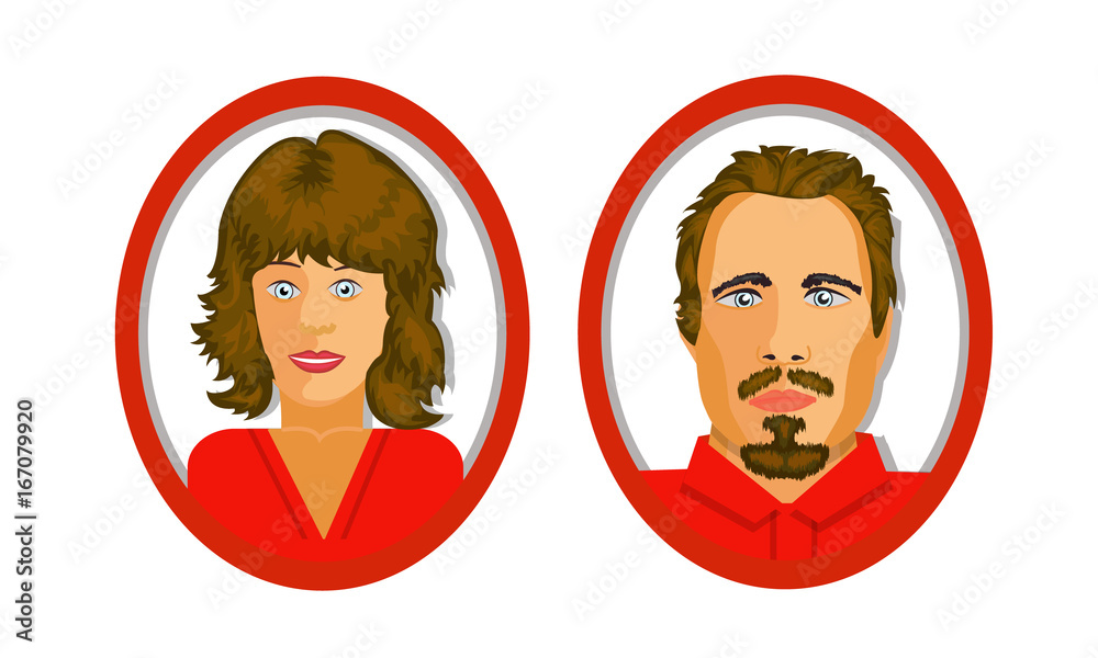 Two icons of users for a site or social networks. Red Tones Two icons of users for a site or social networks. Red Tones