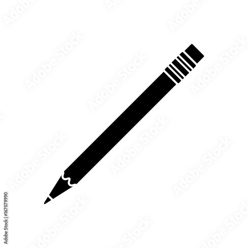 Pencil icon. Black, minimalist icon isolated on white background. Pencil simple silhouette. Web site page and mobile app design vector element.