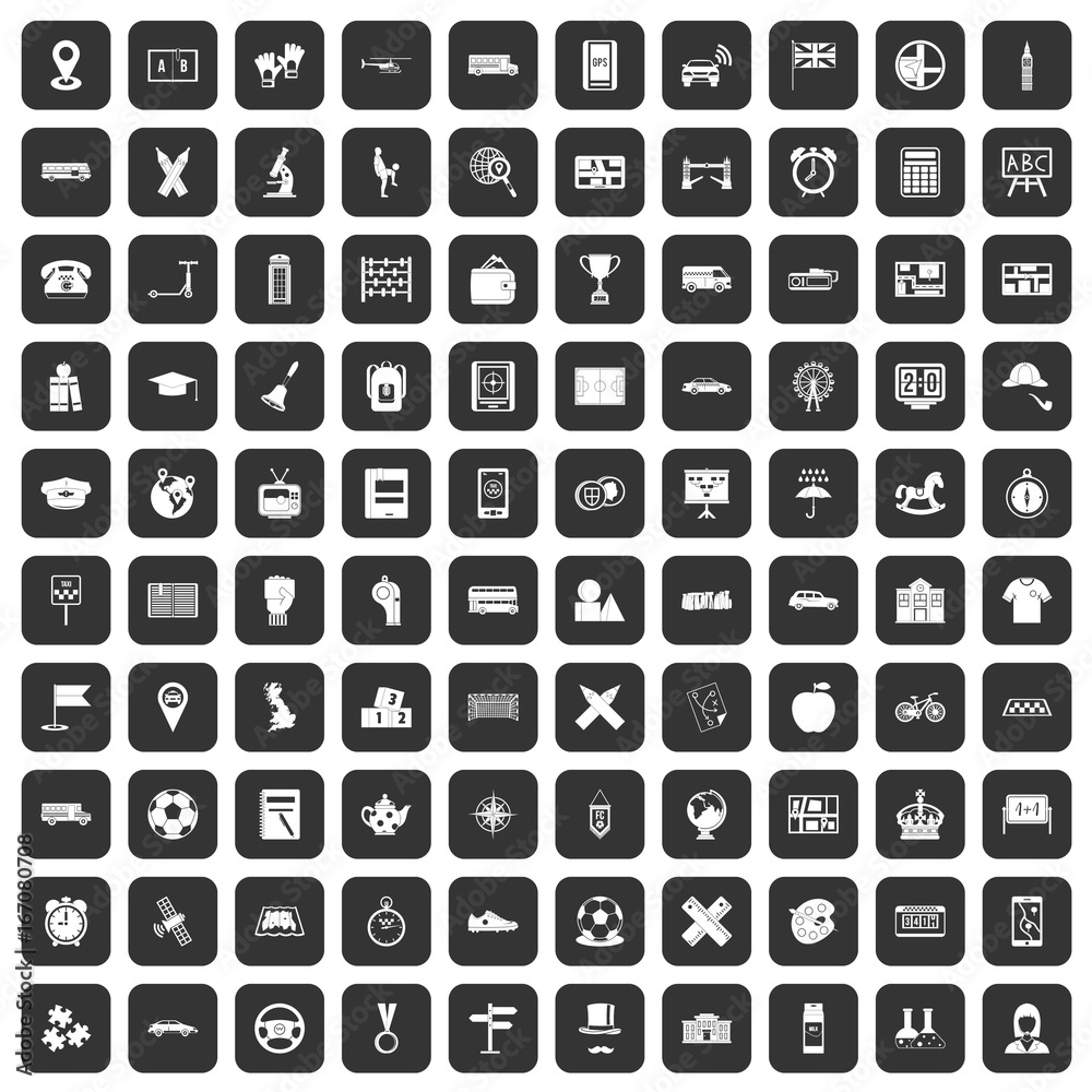 100 bus icons set black 100 bus icons set black