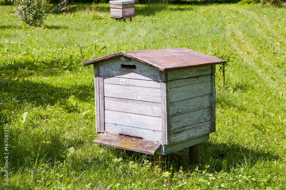 Old hive in meadow Old hive in meadow