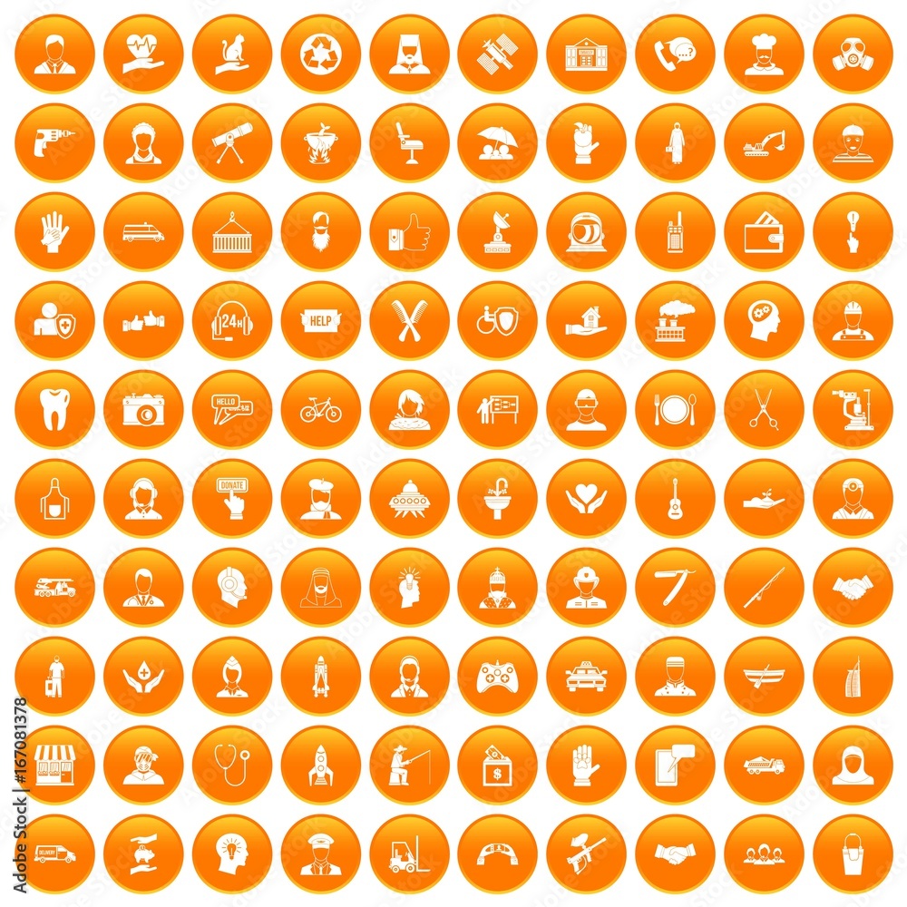 100 human resources icons set orange 100 human resources icons set orange