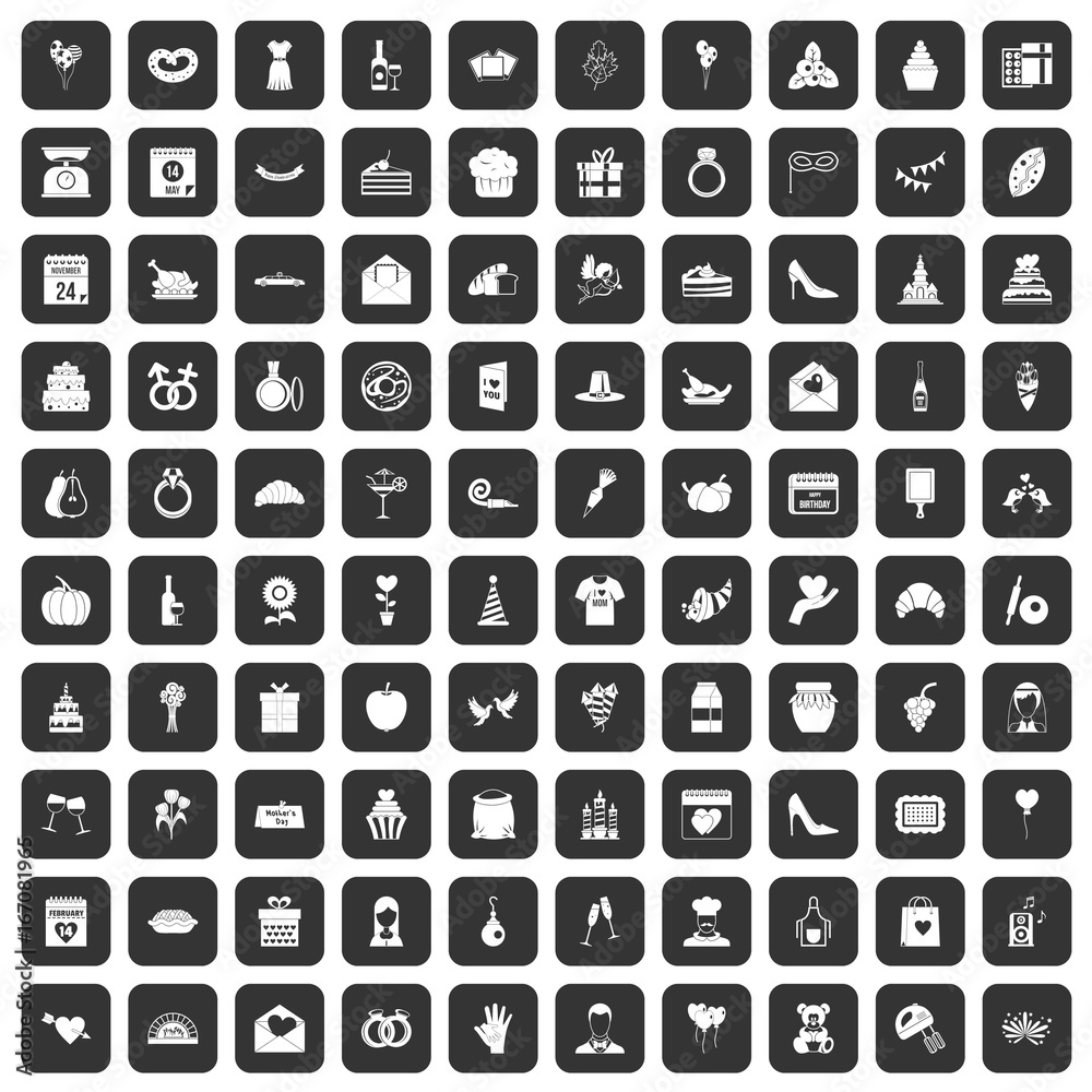 100 cake icons set black 100 cake icons set black