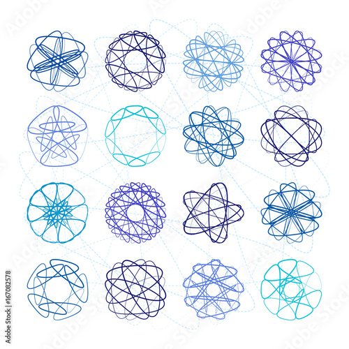 Set of vector spirograph design elements. photo