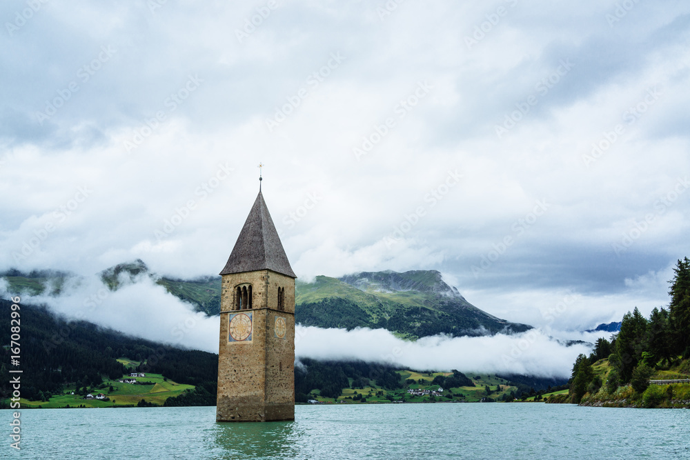 Steeple in the lake