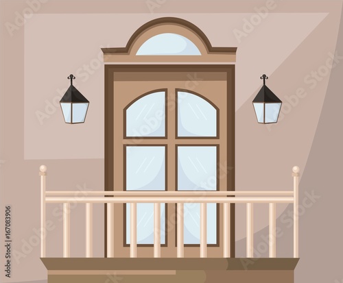 Vintage door facade Vectror. Main entrance illustration