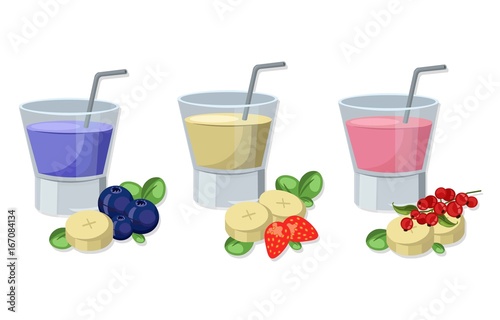 Vintage Blackberry and banana Smoothie Cocktails Vector background illustration