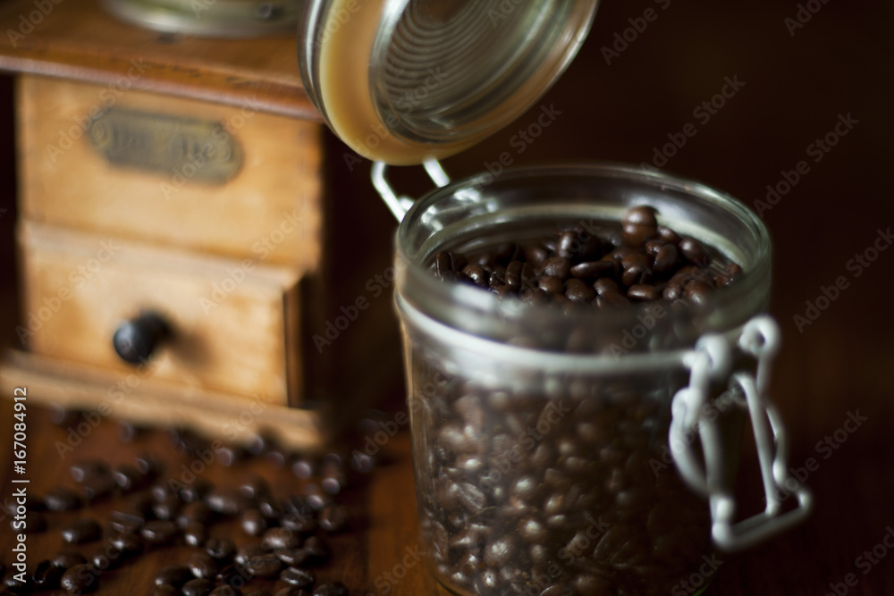 Morning dark caffe on tehe table