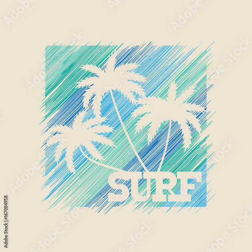 Surf typography poster. T-shirt fashion Design. Template for postcard, banner, flyer.