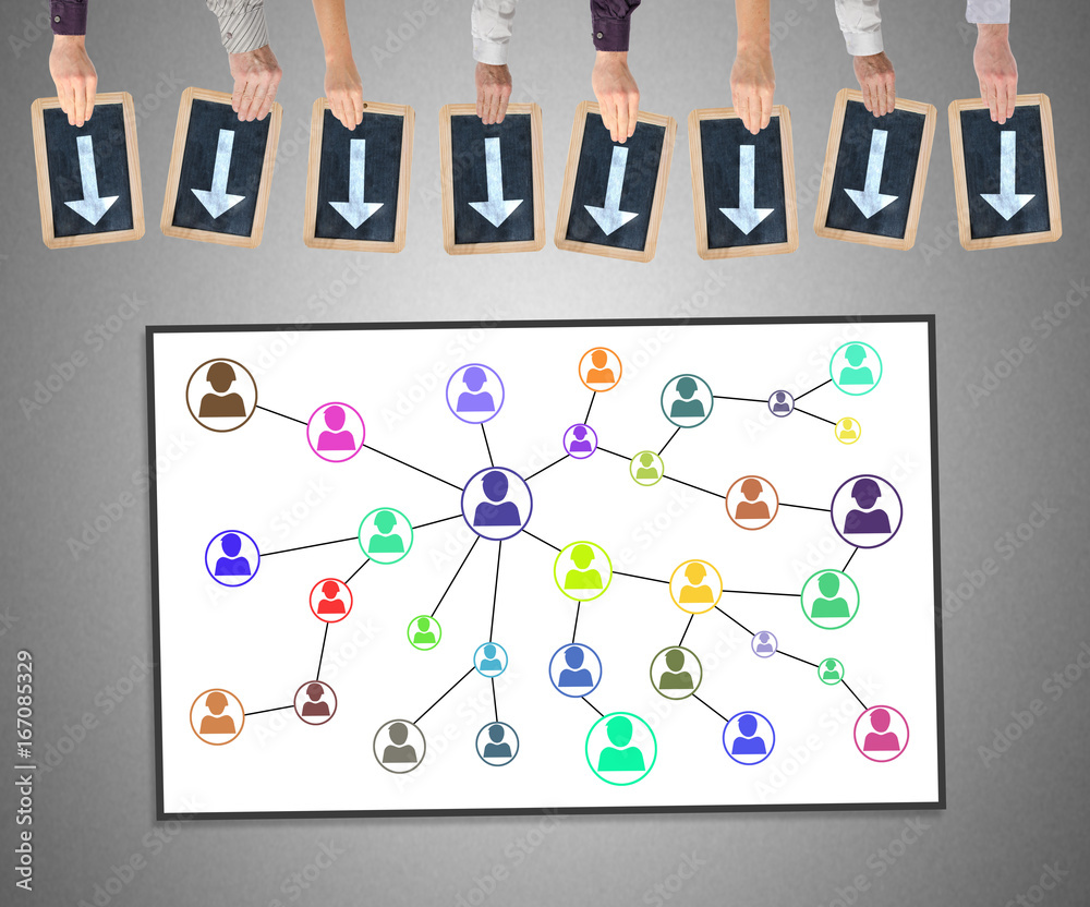 Social network concept on a whiteboard Social network concept on a whiteboard