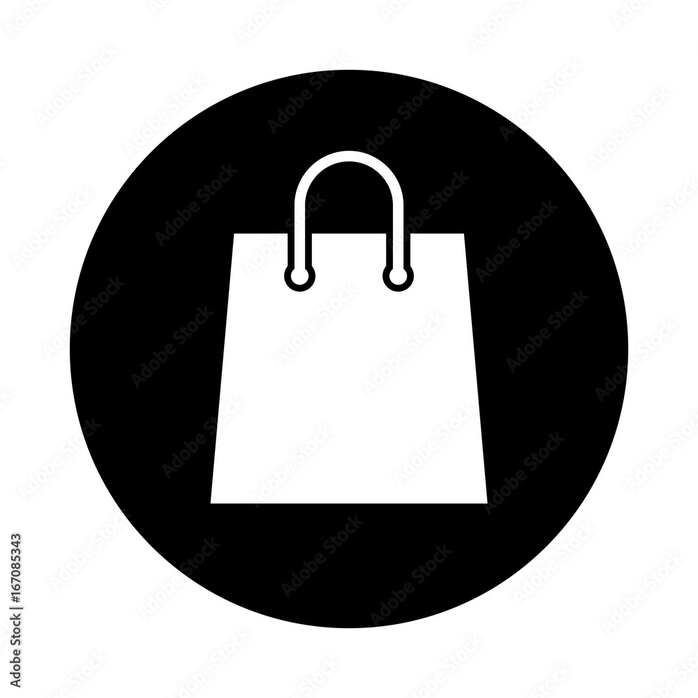Shopping bag circle icon. Black, round, minimalist icon isolated on white  background. Paper bag simple silhouette. Web site page and mobile app  design vector element. Stock Vector | Adobe Stock