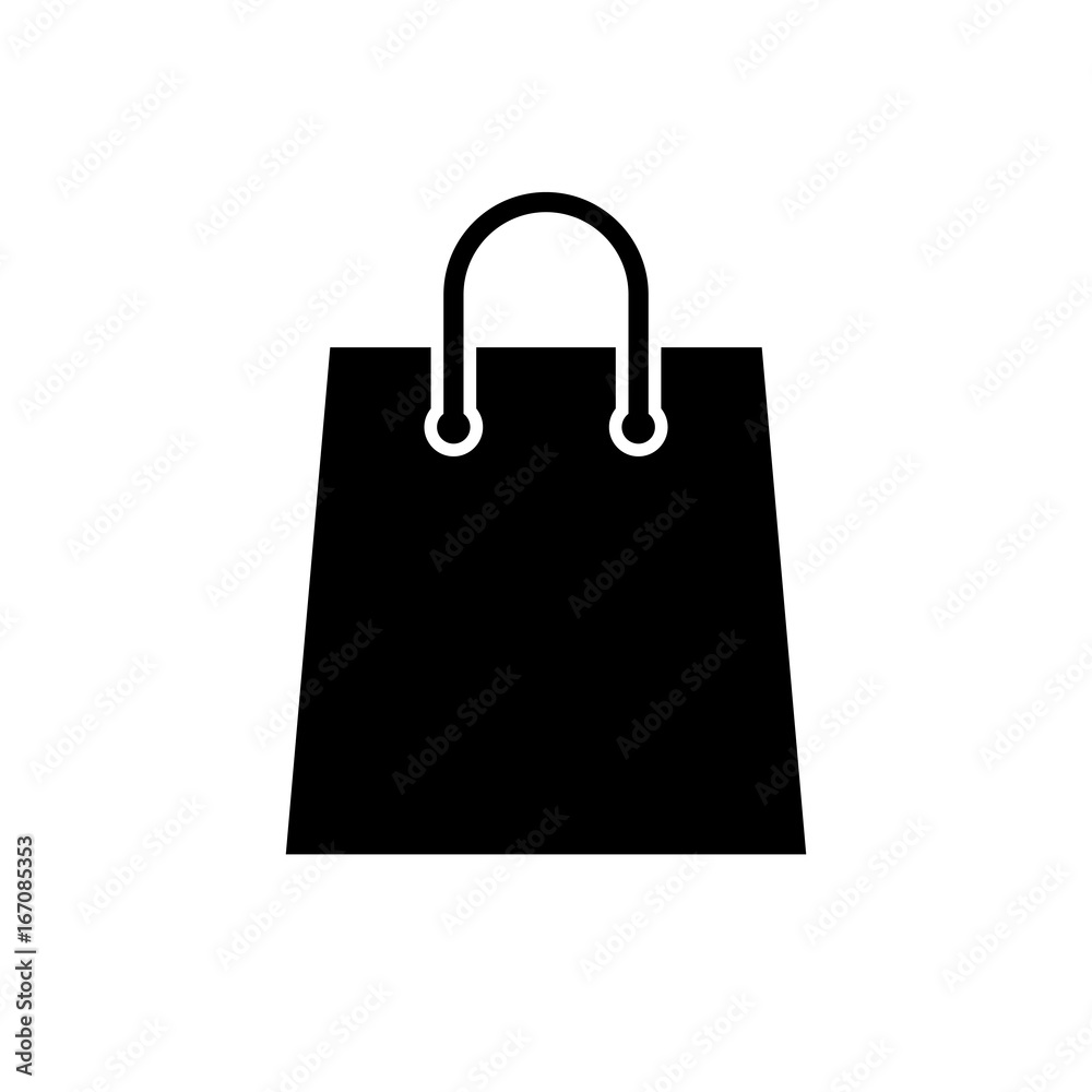 Shopping bag icon. Black, minimalist icon isolated on white background. Paper  bag simple silhouette. Web site page and mobile app design vector element.  Stock Vector | Adobe Stock