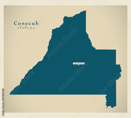 Modern Map - Conecuh Alabama county USA illustration