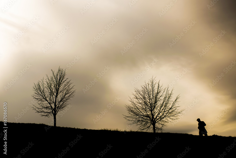 Fototapeta premium A man walking ilustrating depression