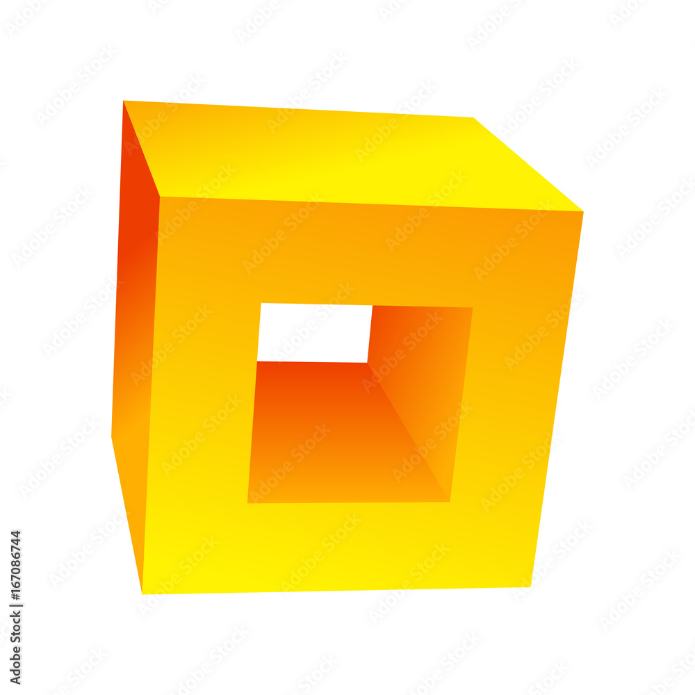 Cube icon for your business promotional artwork. Abstract square graphic design for flyers, banners, presentations. Vector illustration.