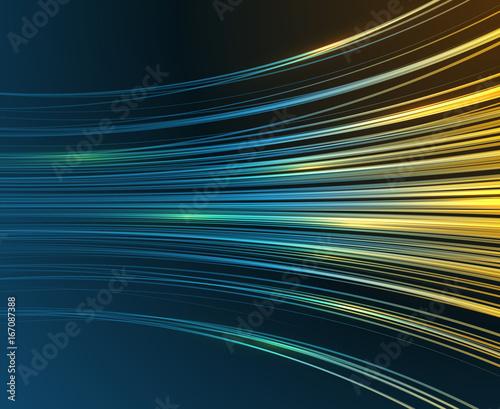 Speed motion blue light curves abstract tech vector graphic background