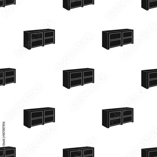 Brown bedside table with drawers.Nightstand next to the bed.Bedroom furniture single icon in black style vector symbol stock illustration.
