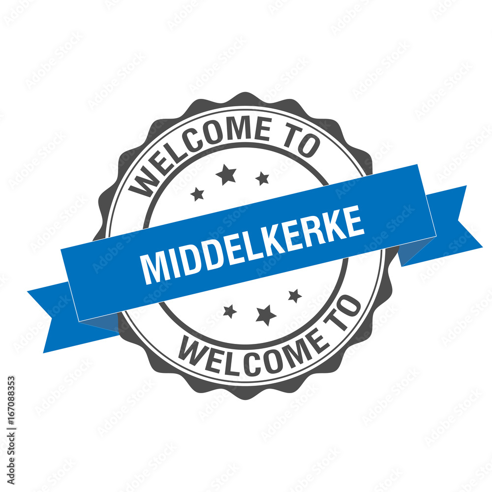 Fototapeta premium Welcome to Middelkerke stamp illustration