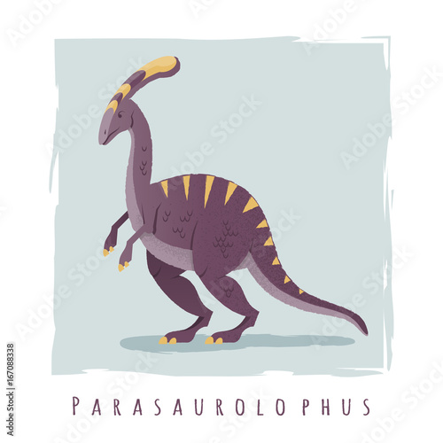 Cartoon print of parasaurolophus