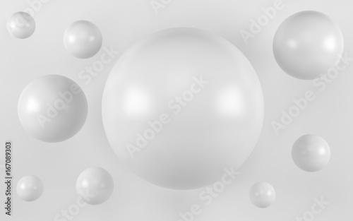 White shpere pearl background. 3d render