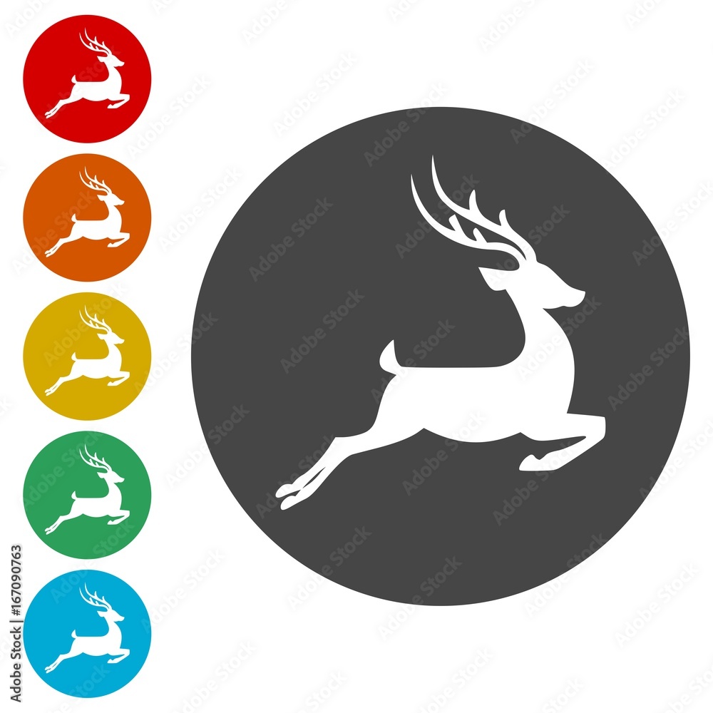 Obraz premium Deer icons set - vector Illustration 