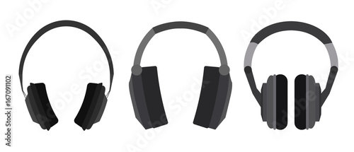 Set of flat headphone illustrations. Vector element for your creativity