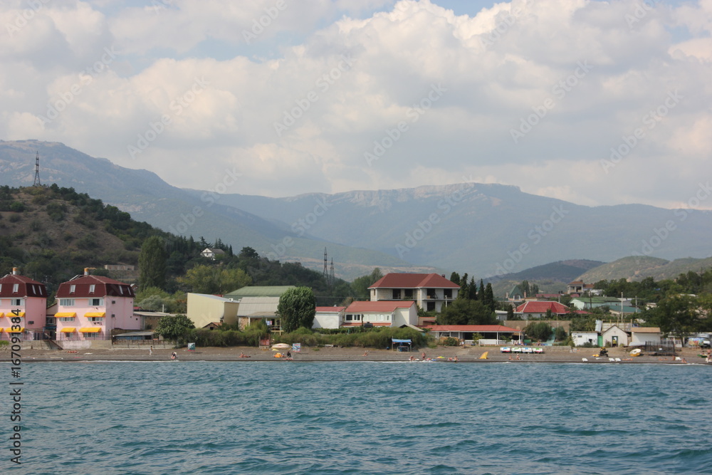 the waterfront in the village of Solnechnogorskoye Crimea