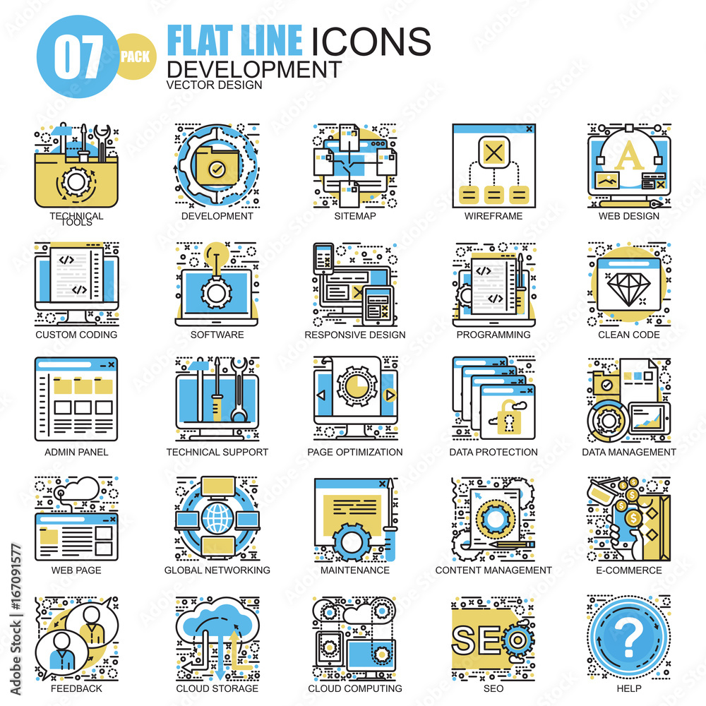 Thin line web design and development icons set Thin line web design and development icons set
