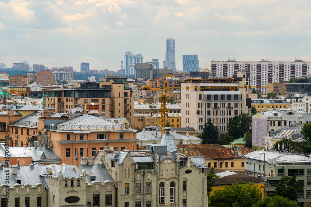 Cityscape with old and new houses. Moscow, Russia